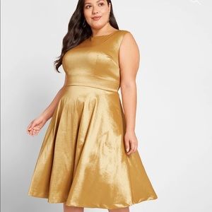 Fantastic Satin Fit and Flare Dress in gold
By ModCloth NWT size 16